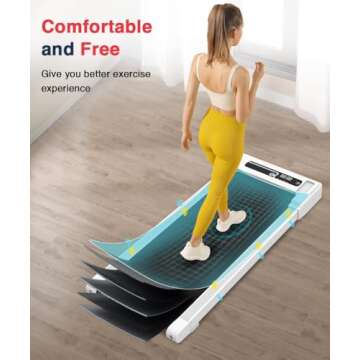 Redliro Walking Pad Treadmill Under Desk, Portable Mini Treadmill with Remote Control, 265lbs Max Weight, Installation-Free Jogging Machine for Home/Office