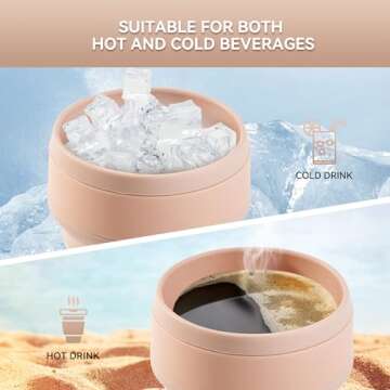12oz Collapsible Cup for Traveling, Collapsible Silicone Travel Cup for Hot and Cold Drinks, Leak Proof Silicone Folding Travel Coffee Mug for Camping & Hiking, BPA Free Pink