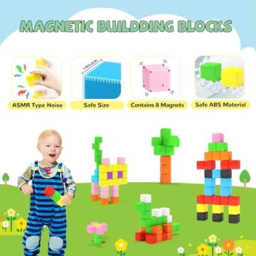 Hiwawind Magnetic Blocks STEM Toys for Kids 3+