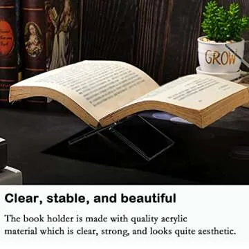 Acrylic Book Stand - Clear X Shaped Holder for Reading