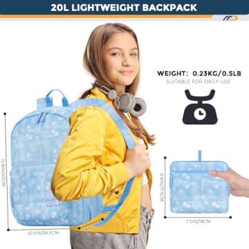 MOODONE 20L Lightweight Packable Hiking Backpack - Small Waterproof Hiking Day Pack for Women Men Tr...