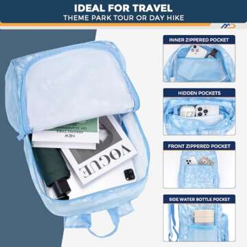 MOODONE 20L Lightweight Packable Hiking Backpack - Small Waterproof Hiking Day Pack for Women Men Travel Work Camping Vacation, Nylon Collapsible Backpack - Blue