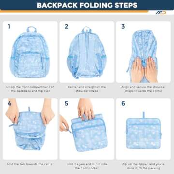 MOODONE 20L Lightweight Packable Hiking Backpack - Small Waterproof Hiking Day Pack for Women Men Travel Work Camping Vacation, Nylon Collapsible Backpack - Blue