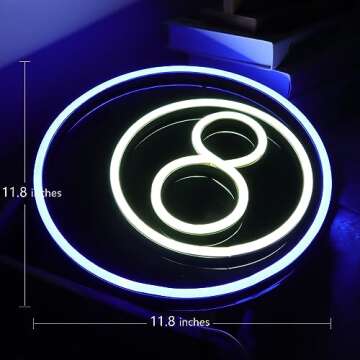 JFLLamp Eight 8 Ball Neon Signs for Wall Decor Neon Lights for Bedroom Led Signs Suitable for Billia...