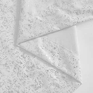 TERLYTEX Silver White Shower Curtain Set - Metallic Silver Foil Sparkle Dots Print Soft Fabric Shower Curtain 72 Inch Length 12 Hooks Included, Grommet Shower Curtain, 72 x 72 Inch, Silver White