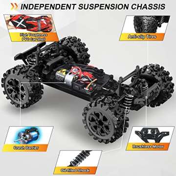 GUOKAI Upgraded Remote Control Car for Boys, 1:18 Scale Fast RC Cars All Terrain,High Speed 25MPH Rock Crawler RC Truck 4x4 Off Road Waterproof 2.4 GHz Control with Extra Shell and Battery 40+mins