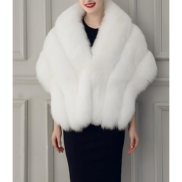 Luxury Faux Fox Fur Shawl for Elegant Winter Events