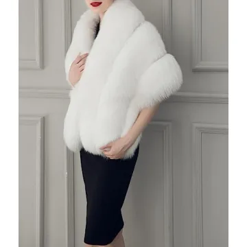 Luxury Faux Fox Fur Shawl for Elegant Winter Events