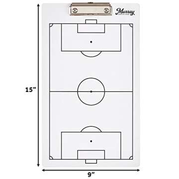 Murray Sporting Goods Dry Erase Coaches Clipboard | Double-Sided Dry Erase White Board (Soccer)