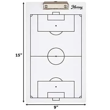 Murray Sporting Goods Dry Erase Coaches Clipboard | Double-Sided Dry Erase White Board (Soccer)