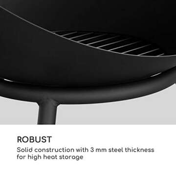 BLUMFELDT Fireball - Fire Bowl, Tilting Fireplace, Diameter: 23.6", Solid and Sturdy 0.1" Steel Fire Bowl, Usable Horizontally and Diagonally, Designed in Berlin, Includes Rain Cover, Black/Wood