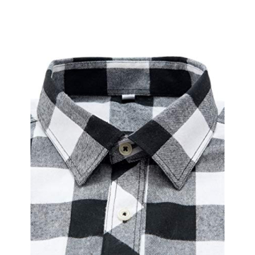 Alimens & Gentle Men's Button Down Regular Fit Long Sleeve Plaid Flannel Casual Shirts