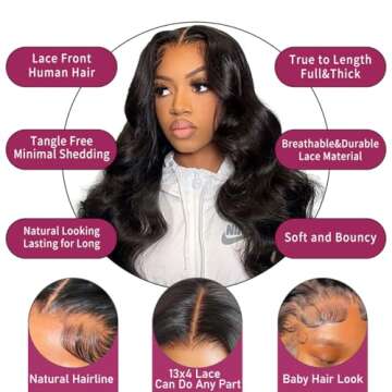 CUEKI 26 Inch 13x4 Body Wave Lace Front Wigs Human Hair 180% Density HD Transparent Glueless Pre Plucked Pre Cut Frontal Human Hair Wigs for Black Women