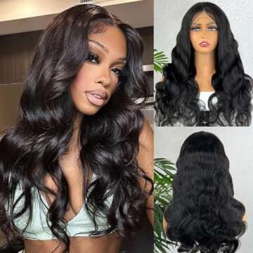 CUEKI 26 Inch 13x4 Body Wave Lace Front Wigs Human Hair 180% Density HD Transparent Glueless Pre Plucked Pre Cut Frontal Human Hair Wigs for Black Women