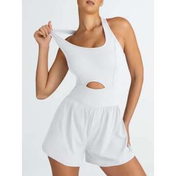 AUTOMET Womens Workout Rompers Jumpsuits Casual One Piece Bodysuits Sleeveless Outfits Yoga Fashion ...