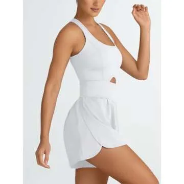 AUTOMET Womens Workout Rompers Jumpsuits Casual One Piece Bodysuits Sleeveless Outfits Yoga Fashion Pilates Tank Top White M