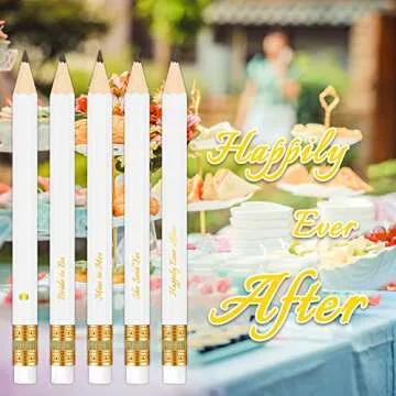 Vusnud 50Pcs - Bridal Shower Sharpened Half Pencils with Erasers, Pre-sharpened Pencils for Bridal Shower & Wedding Games, 4 Inches (White - Miss to Mrs.)