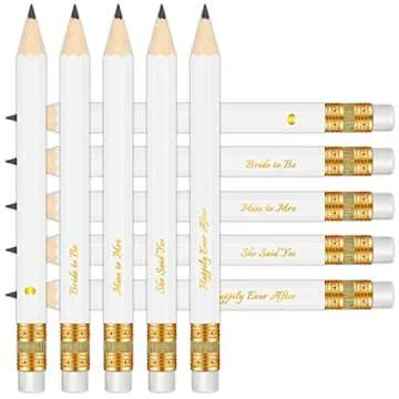 Vusnud 50Pcs - Bridal Shower Sharpened Half Pencils with Erasers, Pre-sharpened Pencils for Bridal Shower & Wedding Games, 4 Inches (White - Miss to Mrs.)