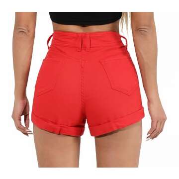 Stylish Y imoso Women's High Waisted Stretchy Denim Shorts