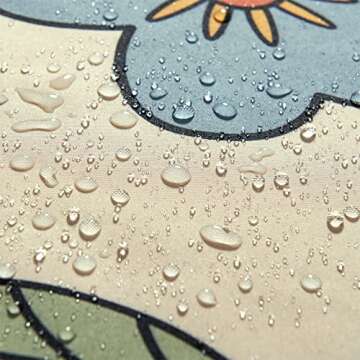 Estmy 70s Retro Boho Floral Psychedelic Shower Curtain in Yellow Orange, Funky Mushrooms Flowers and Eyes Trippy Hippie Vintage Fabric Shower Curtain Set Cottage-core Abstract Aesthetic Bathroom Decor