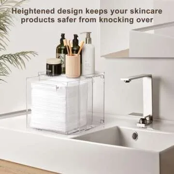 Disposable Facial Towel Storage Box Acrylic Towel Container Box Compatible with Clean Skin Club Clean Towel XL Wall-Mounted Makeup Organizer with Drawer for Face Towel (Excluding Facial Towels)