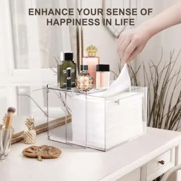 Disposable Facial Towel Storage Box Acrylic Towel Container Box Compatible with Clean Skin Club Clean Towel XL Wall-Mounted Makeup Organizer with Drawer for Face Towel (Excluding Facial Towels)