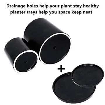 TIMEYARD Plant Pots Indoor, Modern Planters with Drainage Hole and Tray, Matte Black Ceramic Cylinder Planters, 4in 6in for Flowers, Succulents, Mid Century Home Garden Decor, Set of 2