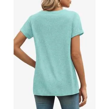 Womens Tops Basic Tees t-Shirts Trendy Fashion Cruise Comfy Soft Workout Casual Summer Outfits Spring Clothes 2025 Loungewear Lightblue