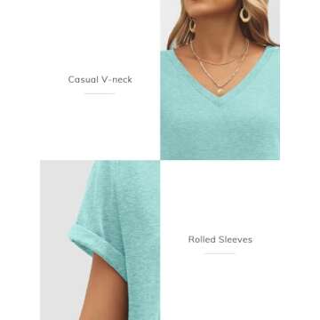Womens Tops Basic Tees t-Shirts Trendy Fashion Cruise Comfy Soft Workout Casual Summer Outfits Spring Clothes 2025 Loungewear Lightblue