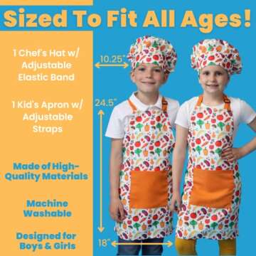 RISEBRITE Real Kids Cooking Set for Girls and Boys – 22 Pcs Gift Set Includes Kids Apron, Chef Hat, Cooking Supplies, Kitchen Utensils and Recipes for The Curious Young Junior Chef