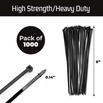 Bolt Dropper Heavy Duty Black Zip Ties - 1000 Pack