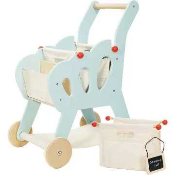 Le Toy Van Wooden Grocery Shopping Trolley for Kids