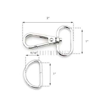 CRAFTMEMORE 2 Sets 1" Swivel Snap Hooks Lobster Clasp Push Gate Fashion Clips with 1" D Rings Bag Cr...