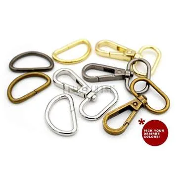 CRAFTMEMORE 2 Sets 1" Swivel Snap Hooks Lobster Clasp Push Gate Fashion Clips with 1" D Rings Bag Craft Accessories FSD2 (Silver, 1 Inch)