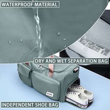 Gym Duffle Bag with Shoe Compartment and Waterproof Features