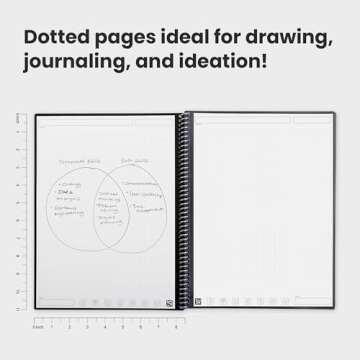 Rocketbook Core Reusable Spiral Notebook, Letter Size 8.5x11, Gray - Dotted Pages, App-Connected, Erasable, Durable Cover, Ideal for School, Work, and Creative Projects