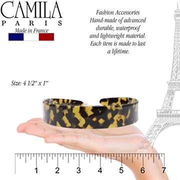 Camila Paris CP3463 French Headband for Women, Handmade Tokyo, Strong Hold Grip Women's Hair Band, Ligth and Very Flexible, No Slip and Durable Styling Girls Hair Accessories, Made in France