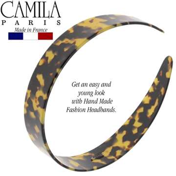Camila Paris CP3463 French Headband for Women, Handmade Tokyo, Strong Hold Grip Women's Hair Band, Ligth and Very Flexible, No Slip and Durable Styling Girls Hair Accessories, Made in France