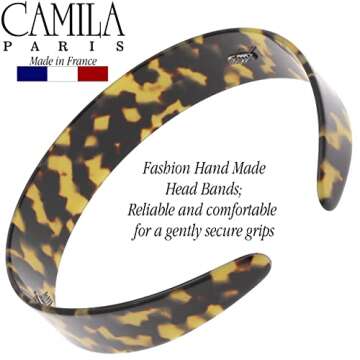 Camila Paris CP3463 French Headband for Women, Handmade Tokyo, Strong Hold Grip Women's Hair Band, Ligth and Very Flexible, No Slip and Durable Styling Girls Hair Accessories, Made in France