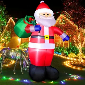 Festive 8 FT Inflatable Santa Claus with LED Lights for Outdoor Decor