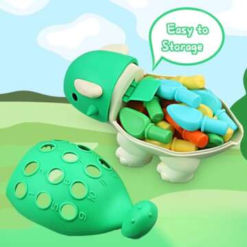 Toddler Montessori Toys Baby Sensory Learning Fine Motor Skills Toy for 6 9 12 Months One Year Old Boy Girl Birthday Gift Ages 1 2 3 4 Kid Dinosaur Educational Toys Sorting Stacking Color Recognition