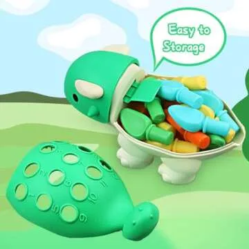 Toddler Montessori Toys Baby Sensory Learning Fine Motor Skills Toy for 6 9 12 Months One Year Old Boy Girl Birthday Gift Ages 1 2 3 4 Kid Dinosaur Educational Toys Sorting Stacking Color Recognition