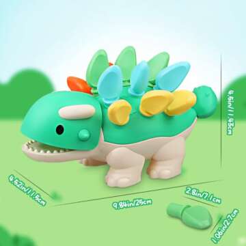 Toddler Montessori Toys Baby Sensory Learning Fine Motor Skills Toy for 6 9 12 Months One Year Old Boy Girl Birthday Gift Ages 1 2 3 4 Kid Dinosaur Educational Toys Sorting Stacking Color Recognition
