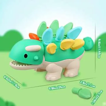 Toddler Montessori Toys Baby Sensory Learning Fine Motor Skills Toy for 6 9 12 Months One Year Old Boy Girl Birthday Gift Ages 1 2 3 4 Kid Dinosaur Educational Toys Sorting Stacking Color Recognition