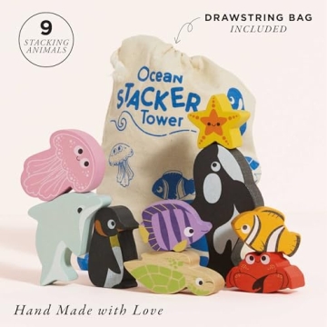 Le Toy Van Ocean Animal Building Blocks - Educational Stacking Toy