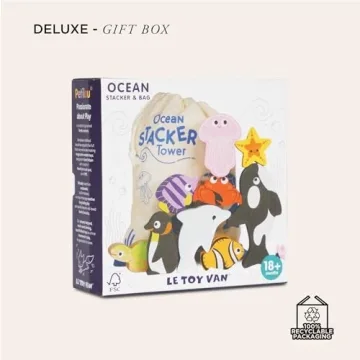 Le Toy Van Ocean Animal Building Blocks - Educational Stacking Toy
