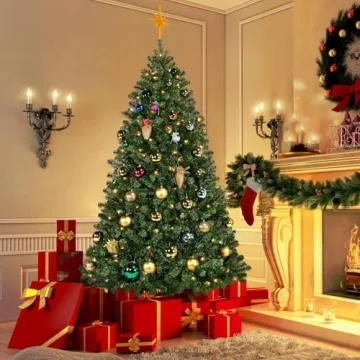 Yaheetech 6Ft Pre-lit Spruce Tree with 300 Lights