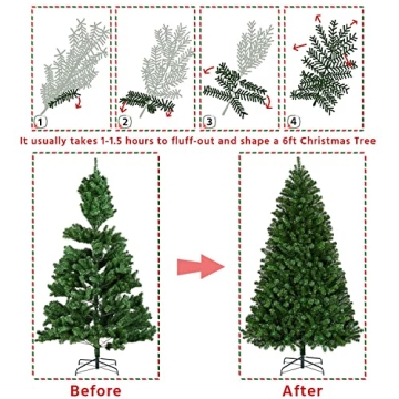 Yaheetech 6Ft Pre-lit Spruce Tree with 300 Lights