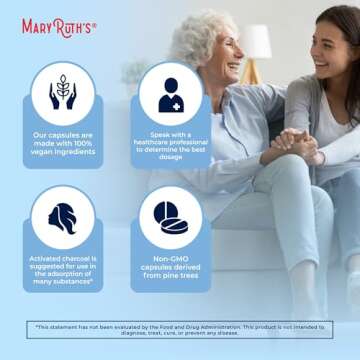 MaryRuth Organics Activated Charcoal Capsules | Supplement for Natural Detoxification | Alleviates Gas | Derived from Coconut Shells | Vegan | Non-GMO | Gluten Free | 40 Count