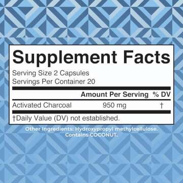 MaryRuth Organics Activated Charcoal Capsules | Supplement for Natural Detoxification | Alleviates Gas | Derived from Coconut Shells | Vegan | Non-GMO | Gluten Free | 40 Count